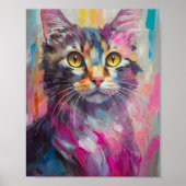 Whimsisches Cat Portrait Abstrakt Moderne Kunst Poster (Vorne)