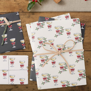 Whimsisches Champagner-Feiertags-Geschenkpapier Geschenkpapier Set