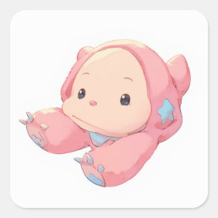 Whimsisches Charming Art Quadratischer Aufkleber