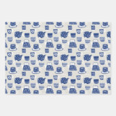 Whimsisches chinesisch-japanisches Teapots Teacups Geschenkpapier Set (Vorderseite 3)