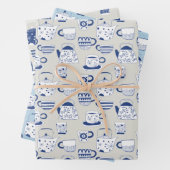 Whimsisches chinesisch-japanisches Teapots Teacups Geschenkpapier Set (Beispiel)