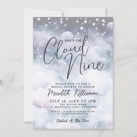 Whimsisches Cloud-Brautparty Einladung (Vorderseite)