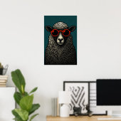 Whimsisches Cooles Curly Sheep Poster (Heimbüro)