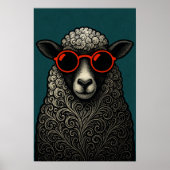 Whimsisches Cooles Curly Sheep Poster (Vorne)