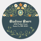 Whimsisches Country Flower Garden Rücksendeadresse Runder Aufkleber (Vorderseite)