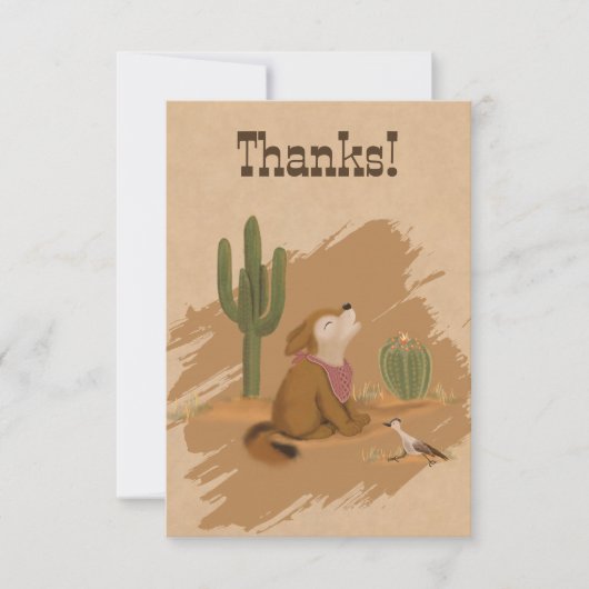 Whimsisches Cowboy Wüste Animal Party Dankeskarte (Vorderseite)