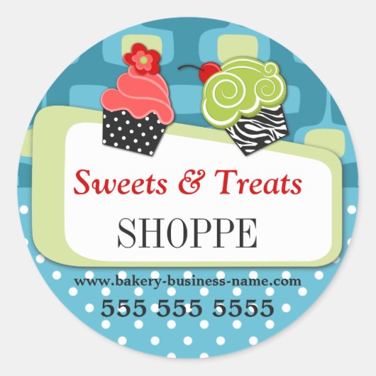 Whimsisches Cupcake Bakery Retro Design Runder Aufkleber (Vorderseite)