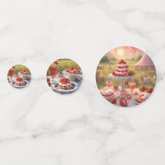Whimsisches Dekadent Erdbeere Shortcake Party Konfetti (Rückseiten)
