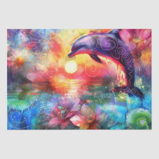 Whimsisches Delphin Coastal nautical Decoupage Seidenpapier (Vorderseite)