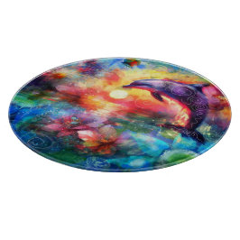 Whimsisches Delphin Coastal Nautical Floral Aquama Schneidebrett