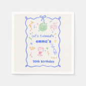 Whimsisches Disco Geburtstagsfarbe Serviette (Vorderseite)