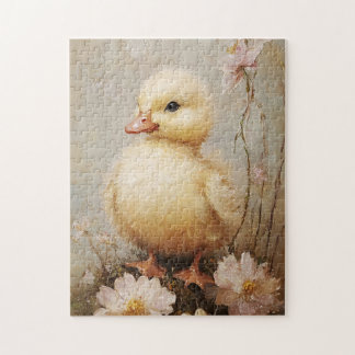 Whimsisches Duckeln mit Blume Frühlingskunst Puzzle