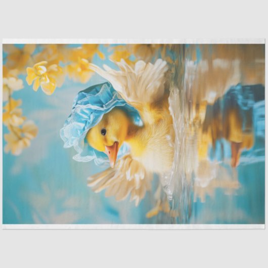 Whimsisches Duckling in Blue Bonnet Decoupage Seidenpapier (Vorderseite)