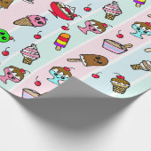 Whimsisches Eis und Kirschen Geburtstag Geschenkpapier (Ecke)