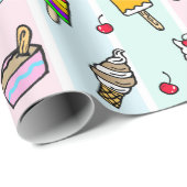 Whimsisches Eis und Kirschen Geburtstag Geschenkpapier (Rolleneckpunkt)