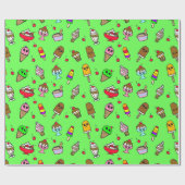 Whimsisches Eis und Kirschen Geburtstag Geschenkpapier (Flach)