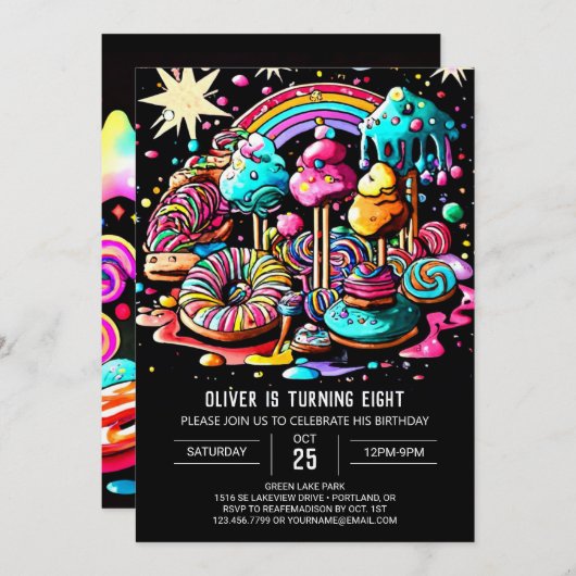 Whimsisches Eiscreme zum Geburtstag Einladung (Vorne/Hinten)