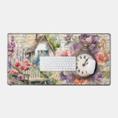 Whimsisches Englisch Hütte House Blume beobachten Schreibtischunterlage (Tastatur & Maus)