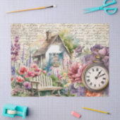 Whimsisches Englisch Hütte House Blume beobachten Seidenpapier (Basteln)