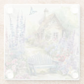 Whimsisches Englisch Hütte House Blumengarten Glasuntersetzer (Rückseite)