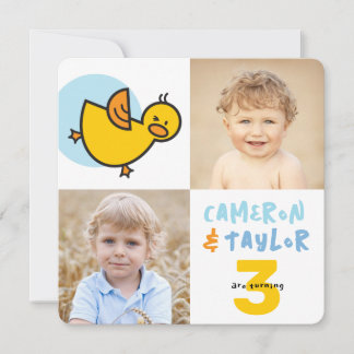 Whimsisches Enten Foto Boys Joint Birthday Party Einladung