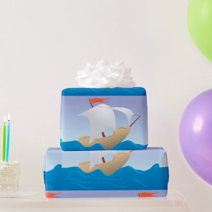 Whimsisches Erdnuss-Boot Minimalistisches Segelsch Geschenkpapier