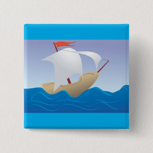 Whimsisches Erdnussboot Minimalistisches Segelschi Button (Vorderseite)