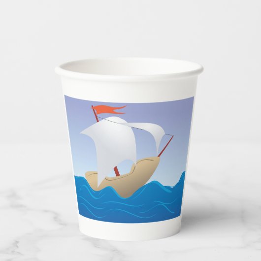 Whimsisches Erdnussboot Minimalistisches Segelschi Pappbecher (Vorderseite)