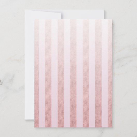 Whimsisches Erröten Rose Gold Streifen Probe Abend Einladung (Rückseite)