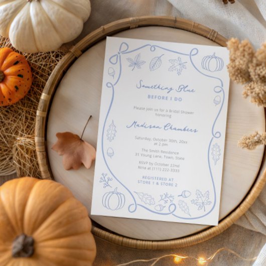 Whimsisches etwas Blau, bevor ich Brautparty Einladung