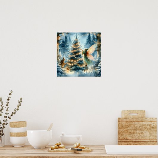 Whimsisches Fairies im Winter Wonderland Poster (Küche)
