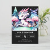 Whimsisches Fantasy Dragon Geburtstag Einladung (Stehend Vorderseite)