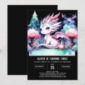 Whimsisches Fantasy Dragon Geburtstag Einladung (Vorne/Hinten)