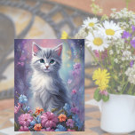 Whimsisches Fantasy Kitten in Garden Cat Postcard Postkarte<br><div class="desc">Senden Sie eine Touch von whimsical Beauty mit unserer Whimsical Floral Fantasy und Kitten Postcard. Diese lebendige Postkarte besticht durch eine künstlerische Sicht auf einen farbenfrohen Blumengarten mit einem hübschen grauen Kätzchen, umgeben von wunderschönen Blume. Mit seinem faszinierenden Design ist diese Postkarte die perfekte Wahl für Katzenliebhaber. Egal ob Sie...</div>