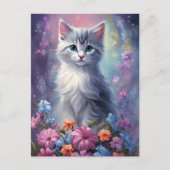 Whimsisches Fantasy Kitten in Garden Cat Postcard Postkarte (Vorderseite)