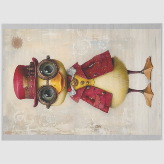 Whimsisches Fantasy Steampunk Duckling L7 Decoupag Seidenpapier (Vorderseite)