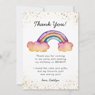 Whimsisches farbiges Regenbogen Geburtstag Dankeskarte