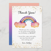 Whimsisches farbiges Regenbogen Geburtstag Dankeskarte (Vorne/Hinten)