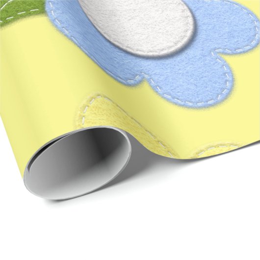 Whimsisches Felt Style Blume Hübsch Geschenkpapier (Rolleneckpunkt)