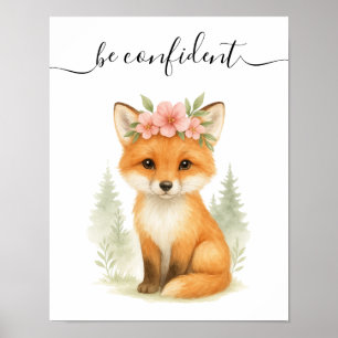 Whimsisches Feminine Baby Fox Woodland Kinderzimme Poster