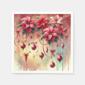 Whimsisches festes Poinsettia Baubles Decoupage Serviette (Vorderseite)