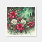 Whimsisches festes Poinsettia Evergreen Decoupage Serviette (Vorderseite)