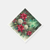 Whimsisches festes Poinsettia Evergreen Decoupage Serviette (Ecke)