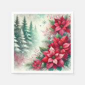 Whimsisches festes Poinsettia-Walddekoupage Serviette (Vorderseite)