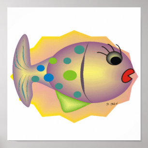 Whimsisches Fisch Art Poster von Gail Gabel