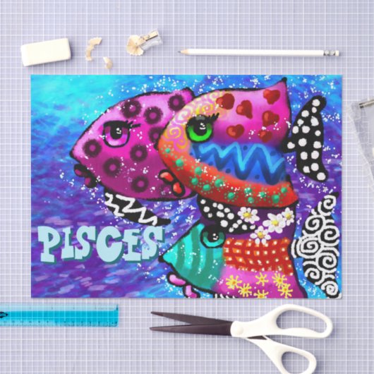 Whimsisches Fischtrio pisces Personalisierte Decou Seidenpapier (Handwerk)