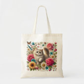 Whimsisches Floral Cat Tote Bag Tragetasche (Vorne)