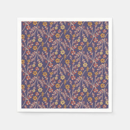 Whimsisches florales Design mit Reben auf violette Serviette