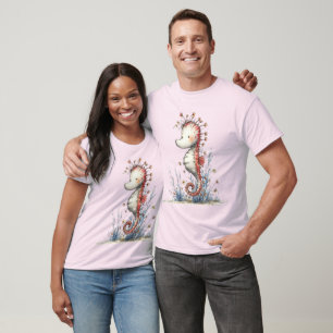 Whimsisches florales Seepferdchen Wasserfarbe Ozea T-Shirt