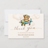 Whimsisches Flugzeug Teddy Bear Baby Dusche Dankeskarte (Vorderseite)